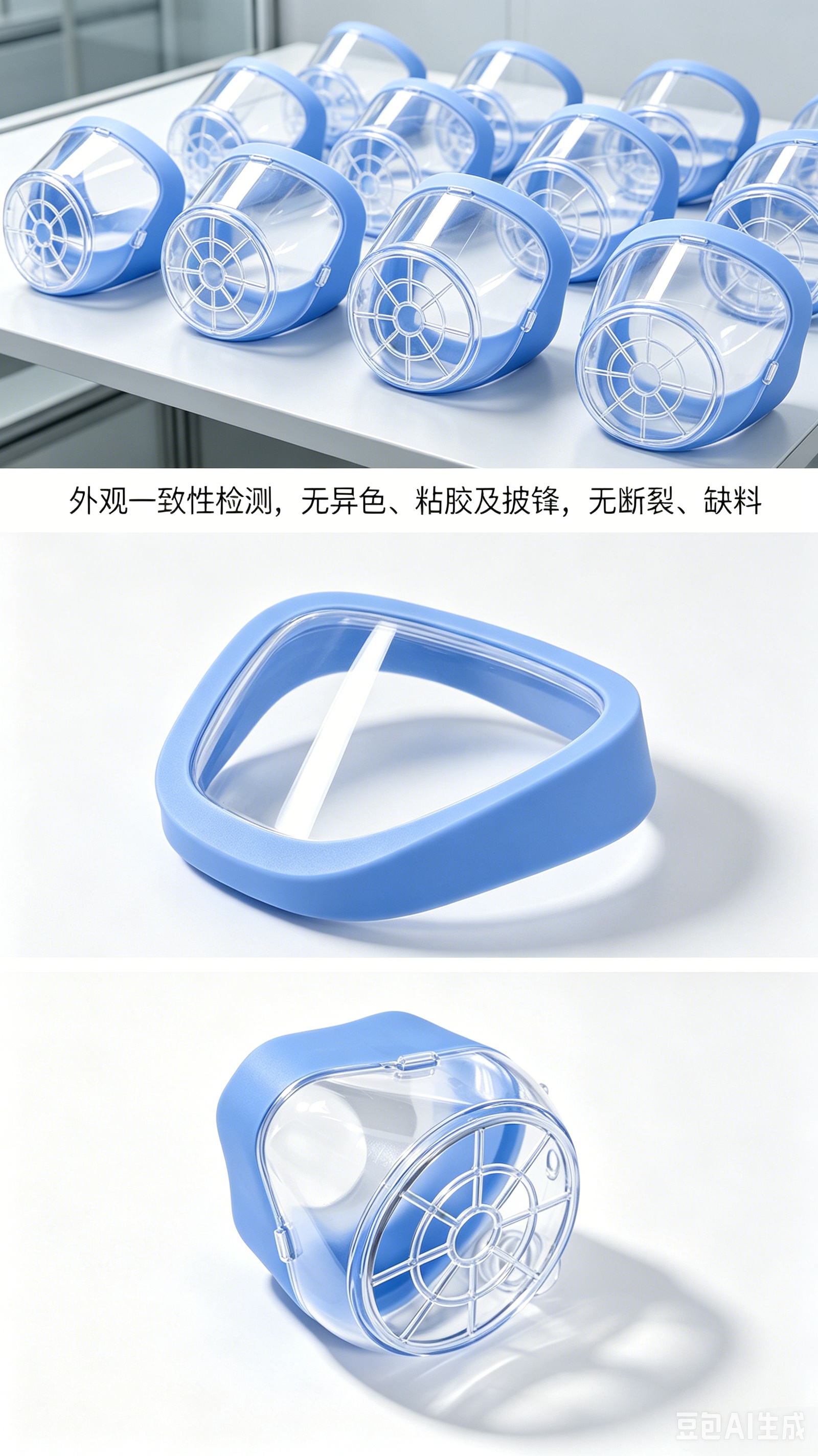 外观一致性检测，无异色、粘胶及披锋，无断裂、缺料