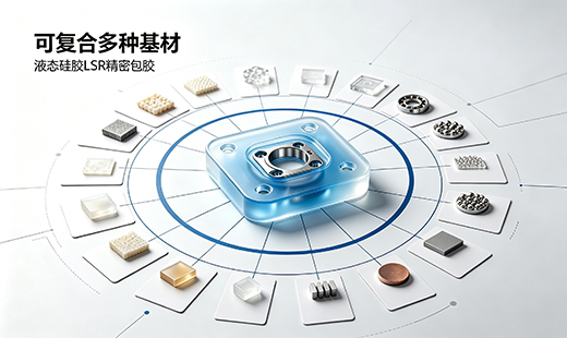 态硅胶LSR多基材复合包胶，塑料、金属、织物、陶瓷各类基材一体成型样品