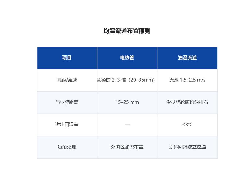 加热管与油温流道的均温布置方式