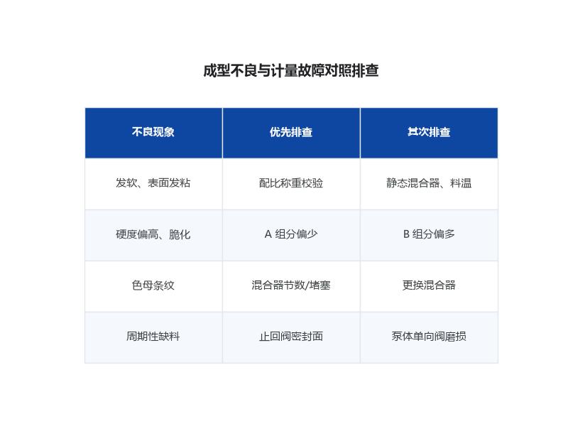 LSR成型不良与计量系统故障对照排查