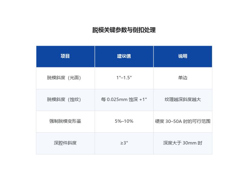 脱模斜度与型腔表面处理要求