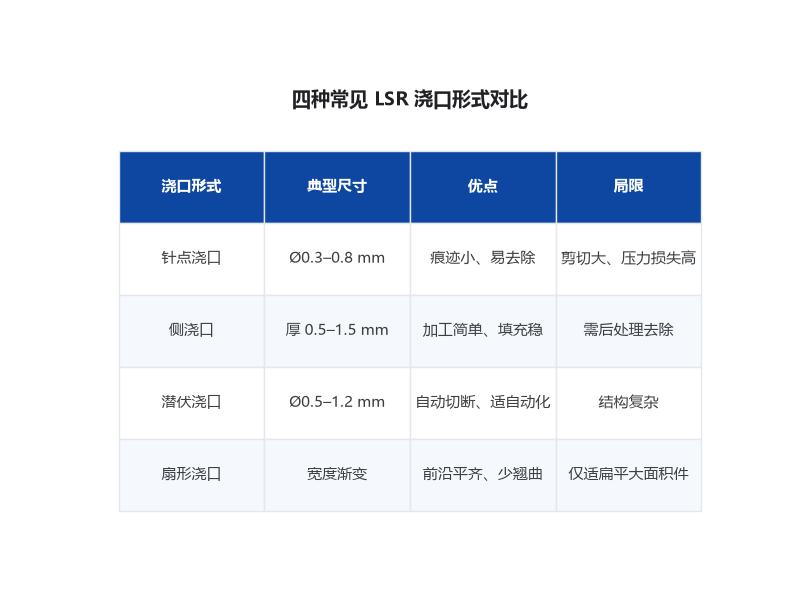 四种常见LSR浇口形式对比