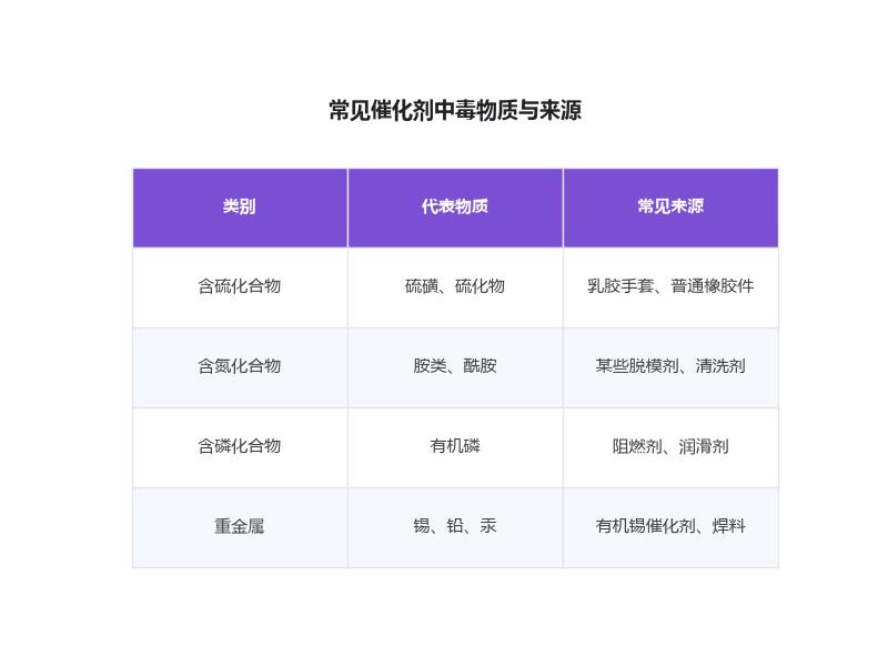 常见铂金催化剂中毒物质清单