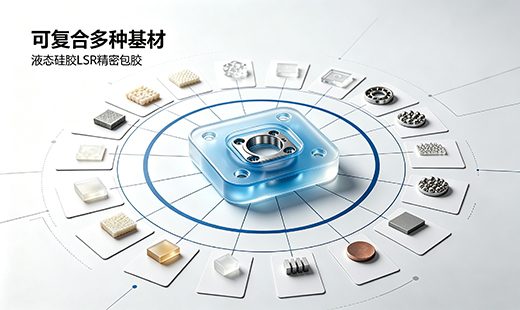 态硅胶LSR多基材复合包胶，塑料、金属、织物、陶瓷各类基材一体成型样品